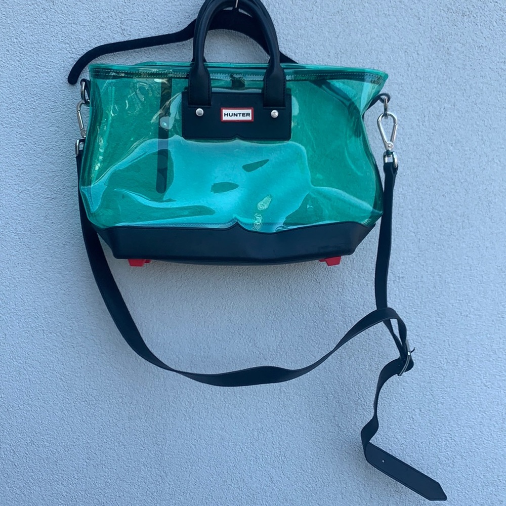 Hunter Clear Green Bag w/ Top Handle & Strap